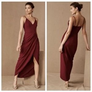 BHLDN Burgundy High Low Dress